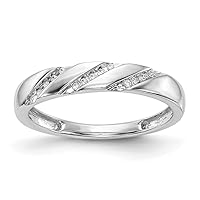 14k White Gold 1/20 Carat Diamond Trio Ladies Wedding Band Size 7.00 Jewelry Gifts for Women