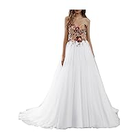 Sweetheart Wedding Dresses for Bride Puffy Tulle Wedding Ball Gown Embroidered Bridal Dress with Train