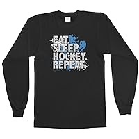 Threadrock Big Boys' Eat Sleep Hockey Repeat Youth Long Sleeve T-Shirt