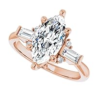 10K Solid Rose Gold Handmade Engagement Ring 1.00 CT Marquise Cut Moissanite Diamond Solitaire Wedding/Bridal Ring for Woman/Her Gorgeous Ring