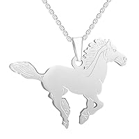 Horse Pendant Horse Necklace with Pouch for Girl Teen Birthday Gift Silver