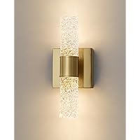 Modern Gold Wall Sconce, Crystal Bathroom Vanity Light Fixture, Vertical and Horizontal LED Wall Lights 10W 3000K Warm White Bedroom Sconce Wall Lighting