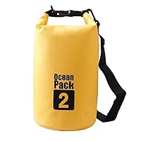Foldable Dry Sack Waterproof Backpack Humidity Resistant Bag for Outdoor Camping Hiking Boating, Kayaking, Snowboarding, Skiing, Surfing, Rafting, Fishing Indoor Storage (Yellow, 2-Liter)