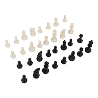 Chess Pieces, PS Plastic Replacement Mini Chessmen Figurine Pieces 49mm Height King for Party Relaxing 3 Colors(Black and White)