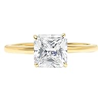 Clara Pucci 2.0 ct Asscher Cut Solitaire White Lab Created Sapphire Engagement Wedding Bridal Promise Anniversary Ring 18K Yellow Gold