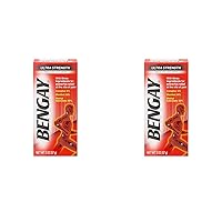 Bengay Ultra Strength Topical Pain Relief Cream, Non-Greasy Analgesic for Minor Arthritis, Muscle, Joint, and Back Pain, Camphor, Menthol & Methyl Salicylate, 2 oz Packaging May Vary (Pack of 2)