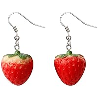 Strawberry Earrings Cute Women Favor Sweet Fruit Design Accessories red, M, Zinc, No Gemstone