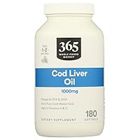 365 by Whole Foods Market, Cod Liver Oil Norwegian 1000Mg, 180 Softgels
