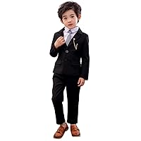 Boys' Suit Two Buttons Notch Lapel Jacket and Solid Pants for Prom Business Casual