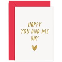 Old English Co. Special Wedding Anniversary Card for Husband or Wife - 'Happy You and Me Day' Heartfelt Romantic Card for Girlfriend or Boyfriend - Valentine's Day Card | Blank Inside with Envelope