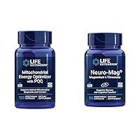 Life Extension Mitochondrial Energy Optimizer and Neuro-Mag Magnesium L-Threonate Brain Health Supplements - 120 and 90 Vegetarian Capsules