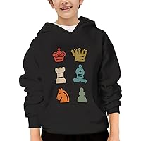 Unisex Youth Hooded Sweatshirt Chess Vintage Pieces Cute Kids Hoodies Pullover for Teens