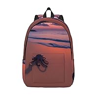 Octopus Beach Sunset Backpack Lightweight Casual Backpack Multipurpose Canvas Backpack With Laptop Compartmen