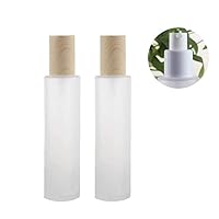 2PCS 120ML 4OZ Empty Frosted Glass Lotion Bottle with White Pump Head and Cap Emulsion Shower Gel Shampoo Conditioner Storage Holder Portable Refillable Cosmetic Travel Containers Jars
