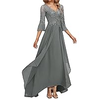 Mother of The Bride Dresses Lace Applique - 3/4 Sleeve V Neck Formal Evening Gowns