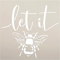 Let It Bee Square Stencil by StudioR12 | DIY Farmhouse Bumblebee Quote Home Decor | Spring Script Inspirational Word Art | Paint Wood Signs | Reusable Mylar Template | Select Size (9 x 9 inch)