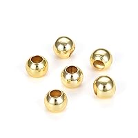 50pcs Adabele Tarnish Resistant 8mm Seamless Smooth Loose Round Beads Gold Plated Brass Metal Spacer (Large Hole 3.5mm) for Jewelry Craft Making BF61-8