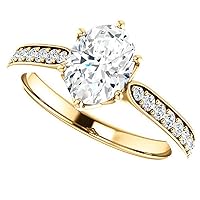 3 CT Moissanite Engagement Rings for Women. Women's Moissanite Diamonds Engagement Moissanite Rings, Colorless VVS1 Oval Cut Wedding Moissanite Ring in 10K Solid Gold