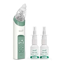 Breathe Easy Nasal Care Set with Electric Nasal Aspirator -Green, 2 Pack Natural Saline Nasal Spray, Instantly Relieve Nasal Congestion and Help Helps Baby Sleep Better