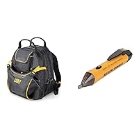 48-Pocket Heavy-Duty Tool Backpack, Padded Back Support, Reinforced Bottom & Klein Tools NCVT1P Voltage Tester, Non-Contact Low Voltage Tester Pen, 50V to 1000V AC, Audible and Flashing