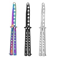  VORNNEX Practice Butterfly Knife Trainer,Full Stainless Steel  Unsharpened 100% Safe Dull Balisong Knives Trainer Butterfly Comb for  Training(Silver) : Sports & Outdoors