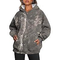 Hunting Camo Hoodie for Women Fleece Fall Spring Sweatshirt Long Sleeve Pullover Hooded Hoodies with Pocket, S-3XL