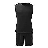 Tracksuits for Men Set 2 Piece Outfits Tank and Shorts Set 2023 Summer Sleeveless Shirts Suit Casual Sportwear Tracksuits