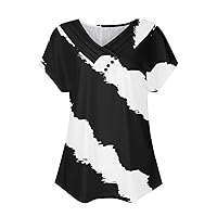 Spring Tops for Women 2024,Summer Tops for Women Floral Print Graphic Tees V-Neck Short Sleeve Comfy Tops Oversized Tshirts