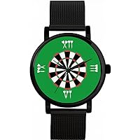 Green Roman Numerals Dartboard Watch Ladies 38mm Case 3atm Water Resistant Custom Designed Quartz Movement Luxury Fashionable