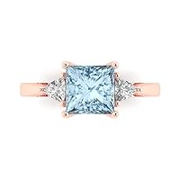 Clara Pucci 2.32 ct Brilliant Princess Cut Synthetic Moissanite 14k Rose Gold 3 Stone anniversary Wedding Engagement Ring