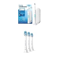 Philips Sonicare ProtectiveClean 5100 Electric Rechargeable Toothbrush with Genuine Philips Sonicare Optimal Gum Health Replacement Toothbrush Heads,White 3-pk