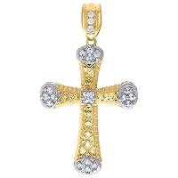 10k Two tone Gold Mens Princess Cut CZ Cubic Zirconia Simulated Diamond Religious Cross Charm Pendant Necklace Jewelry Gifts for Men