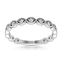 0.31 ct Round Cut Diamond Wedding Band Ring (Color G Clarity SI-1) in 18 kt White Gold
