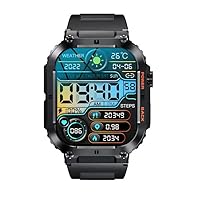 Military Smart Watches for Samsung Galaxy A14 5G - HD 1.96” Big Screen Rugged Smart Watch (Answer/Dial Calls) Outdoor Tactical Sports Watch Fitness Tracker Smartwatch - Black