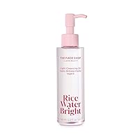 The Face Shop Rice Water Bright Light Facial Cleansing Oil, Daily Makeup Remover, Oil Cleanser, Vegan, Korean Skin Care with Jojoba Oil, Face Wash for Sensitive, Normal & Oily Skin, Face Pore Cleanser