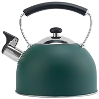 Kettles,Whistling Stovetop Tea Kettle Grade Stainless Steel Tea Pots Induction Hot Water Kettle Fast to Boil with Cool Touch Handle Kitchenware for Loose Tea/K Green