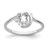 Solid 14k White Gold 7x5mm Oval Cubic Zirconia CZ VS Diamond Anniversary Ring Band