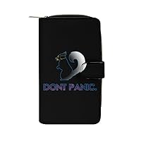 Dont Panic Fashion Long Wallet for Men Women Coin Pouch Credit Card Holder Purses & ID Window