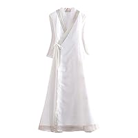 Spring Autumn Women's Organza Dress,Retro Elegant 3/4 Sleeve A Line,Lady's Party Belt Hanfu Dress