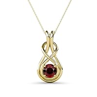 Red Garnet 5/8 ct Womens Solitaire Infinity Love Knot Pendant Necklace 14K White Gold.Included 16 Inches 14K Yellow Gold Chain