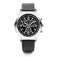 Fashion Men Three Eye Watches Quartz Men's Watch Blue Glass Leather Belt Wristwatch