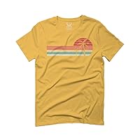 Vintage Retro Sunset Beach Graphic Palm surf Tree Vacation Tropical Summer for Men T Shirt