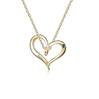 MRENITE 10K 14K 18K Gold Personalized Heart Shaped Birthstones Necklaces Engrave 1-4 Names Anniversary Birthday Jewelry Gift for Her