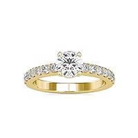 1/2 Carat Diamond and 1/2 Carat Moissanite Engagement Ring for Women in 14k Gold (I-J/G, SI1-SI2/VS2, cttw) V-Shape Prong Promise Ring for Her Size 4 to 10.5 by VVS Gems
