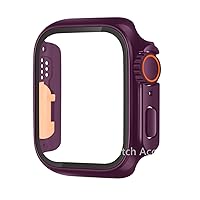 Glass Case for Apple Watch 44mm 45mm 41mm 40mm 42mm 38mm Screen Protector Cover Change Ultra Bumper iWatch Series 8 7 SE 6 5 3 (Color : Purple, Size : 42mm)