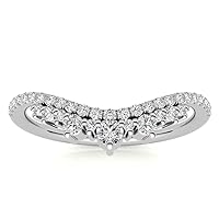 JeweleryArt Excellent Round Brilliant Cut 0.39 Carat, Moissanite Diamond Promise Band, Prong Set, Eternity Sterling Silver Band, Valentine's Day Jewelry Gift, Customized Band for Her
