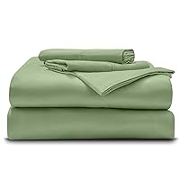 Extra DEEP Pocket 24 Inch of Fitted Sheet, 1000-Thread-Count 100% Long Staple Soft Cotton Sheet Set, Breathable, Wrinkle & Fade Resistant [4 PCs] 1000-TC Sheet Set [King, Sage Solid]