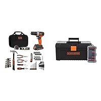 beyond by BLACK+DECKER Home Tool Kit with 20V MAX Drill/Driver, 83-Piece & Tool Box & Organizer, 16-Inch, 10-Compartment (BDPK70284C1AEV & BDST60096AEV)