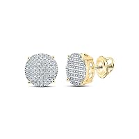 10kt Yellow Gold Plated Mens Round Cut Diamond Cluster Womens Earrings 1.50 Ct For Women & Girl By Elegantbalaji
