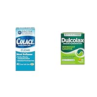 Colace Clear Stool Softener Soft Gel Capsules Constipation Relief 50mg 42ct & Dulcolax Overnight Relief Laxative Tablets Constipation Relief 5mg 50ct